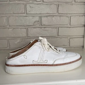 Lucchese Saddle Mule Leather Shoes Sneaker Women’s 10 White Cowhide Stitched - Picture 1 of 10
