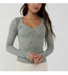 Free People Cloud Ride Muesca Manga Larga en Hierba Marina - Talla XS - Imagen 1 de 8