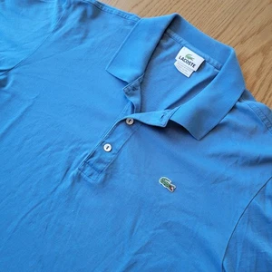 Lacoste Polo Shirt Men's Large Size 5 Blue Green Crocodile Outdoors Preppy 90s - Picture 1 of 9