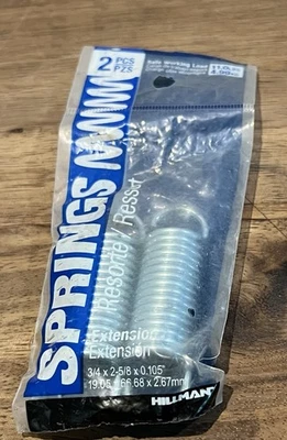 Muelles de extensión utilitarios Hillman 543033 3/4" x 2-5/8" x 0,105" paquete de 2 piezas nuevo Foto 1 de 2