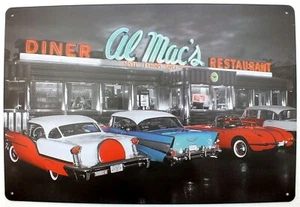 Al Mac's American Diner Restaurant Metal  / Tin Wall / Door Sign  - Picture 1 of 1