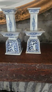 coppia di candelabri Mottahedeh blu e bianchi 8" - Foto 1 di 3