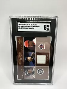 2004 Classic Clippings All-Star Lineup Swatch Base Ichiro/Matsui/Anderson SGC 8 - Picture 1 of 3
