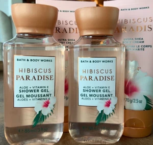 4pc HIBISCUS PARADISE Travel 2.5-3oz SHOWER GEL & CREAM Bath and Body Works - Picture 1 of 2