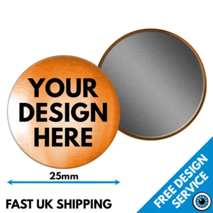 25mm Custom Metallic Fridge Magnets • Personalised Printed Magnet • Promotional - Picture 1 of 7
