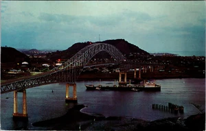 Vintage Postcard-Thatcher Ferry Bridge Across Panama Canal Nigh Scene 1991 PMark - Picture 1 of 2