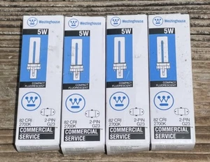 (4) Westinghouse 37040 5W G23 2 Pin 2700K F5TT/27 Fluorescent Bulb FREE SHIPPING - Picture 1 of 7