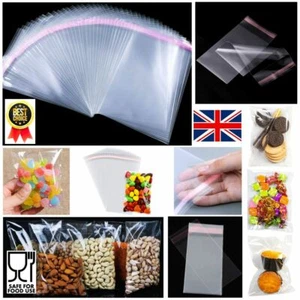 Clear Self Seal Cellophane Sweet Bags Small Large Craft Poly Plastic Sealing Bag - Picture 1 of 24