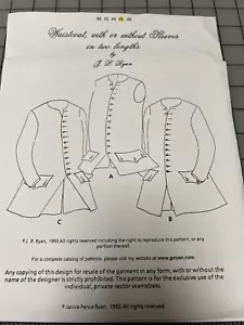JP Ryan Historical Pattern, "Waistcoat with or without Sleeves" SZ 46, NEW Uncut - Picture 1 of 3