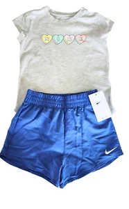 NIKE Logo T-Shirt and Dri-Fit shorts Girl's Youth Size 6X - Picture 1 of 9