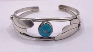 Sterling Silver Native American Turquoise Wing Cuff Bracelet (17.94g) - Picture 1 of 6