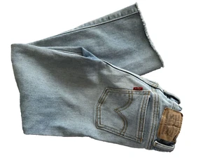 Levis Wide Leg Blue Jeans, Regular 6/Youth, Light Wash Distressed Adjustable - Picture 1 of 13