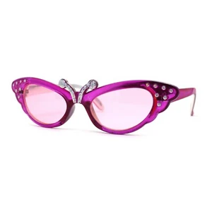 Girls Fuchsia Pink Butterfly Party Costume Sunglasses - Picture 1 of 4