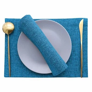 Jute Tablemats Placemats Set of 6 Heat Resistant 12 x 18 inches Bondi Blue - Picture 1 of 3
