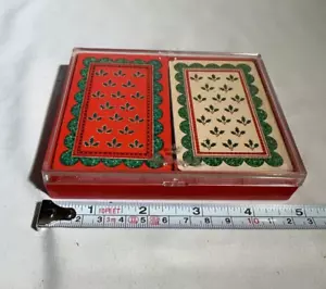 Hallmark Holiday Holly Berry Bridge Playing Cards Plastic Coated Double 2 Decks - Picture 1 of 9