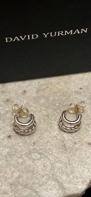 David Yurman 925/585 Mercer Double Hoop Huggie Earrings 1/2 inch 4-8,mm - Image 1 of 4