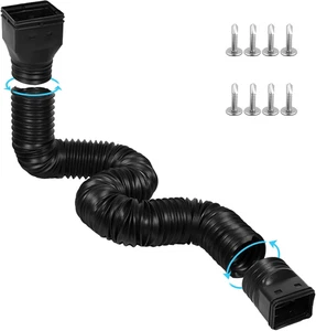 11.5Ft Flexible Gutter Downspout Extension - 2.6Ft to 11.5Ft Black Extender - Picture 1 of 15