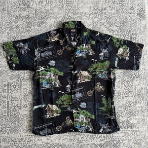 Vintage 90s Harley Davidson Hawaiian Lightweight Button Up Short Sleeve Shirt-XL - Picture 1 of 5