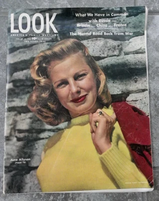 January 22 1946 "Look" Magazine-June Allyson Cover-Current Events-Movies-Fashion - Image 1 of 4