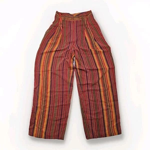 Pantaloni Linda Allard Ellen Tracy S 100% seta gamba larga chiffon trasparenti righe boho - Foto 1 di 14