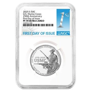 2025-S Proof Clad 50c U.S. Marine Corps 250th Anniversary Commemorative NGC P... - Picture 1 of 3