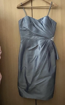 Jora Collection Grey Satin Evening Dress Worn Once Size M 10-12 - Image 1 of 4