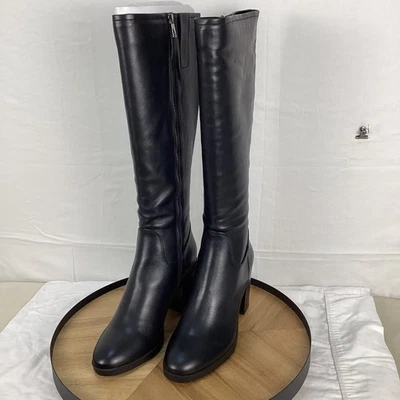 Kenneth Cole NY Veronica Black Leather Knee High Block Heel Boots Womens 9.5 - Image 1 of 4