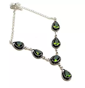 Green Peridot Gemstone Handmade 925 Sterling Silver Jewelry Necklaces Size 18" - Picture 1 of 1