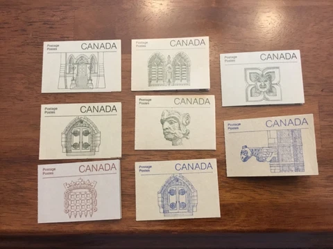 Canada Stamps 8 complete booklets BK88, BK92b different covers 2c, 5c, 34c, 36c Cover