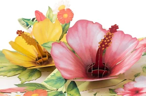 Pop up Greeting Card Two Hibiscus Flower- 3D Cards for Birthday, Anniversary, Mo - Picture 1 of 7