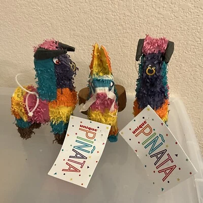 PINATA Unique PARTY GAME PHOTO PROP MEXICO DECOR BULL ANIMAL LOT 3 Mini 9” Tall - Image 1 of 4