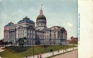 Postal State Capitol Building Indianápolis Indiana 1909 Carlton MD Cancelar - Imagen 1 de 2