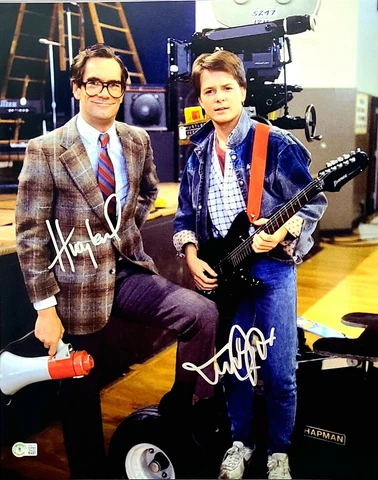 MICHAEL J FOX & HUEY LEWIS Signed Autograph "BACK TO THE FUTURE" 16x20 Photo BAS Cover