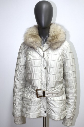 OFF WHITE Giacca con cappuccio reversibile trapuntata pelliccia bianco sporco DIEGO.M SAGA FURS taglia 40FR 8US