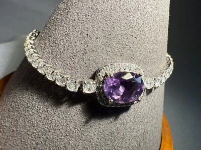 特价!1 件高档天然紫水晶立方氧化锆手链 — 第 1/4 张图片