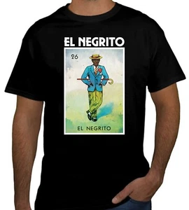 El Negrito T-Shirt Loteria Raglan Mexican Bingo Tee Hooded Gift for him  - Picture 1 of 10