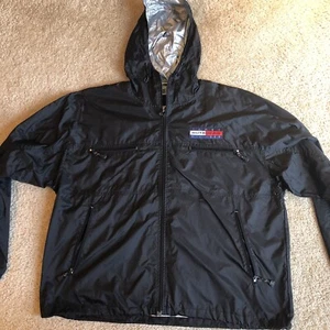 Tommy Hilfiger Outdoors Vintage Windbreaker Hood Zip Jacket Men's Size Large XL - Picture 1 of 11