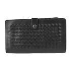 BOTTEGA VENETA Continental Wallet Intrecciato Second Bag 302652 Calf Leather Bla