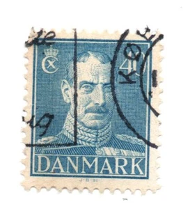 Estampilla usada azul danesa 1942-1944 King Christian X SC: 286 40Øre (a1) - Imagen 1 de 1