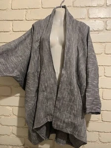 Imagine Italy Womens Open Style Grey Linen Blend Jacket Size L Made In Italy - Picture 1 of 11