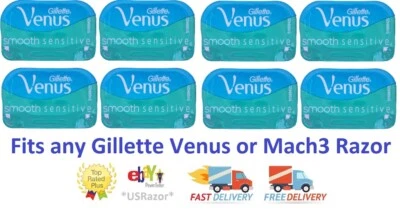 GILLETTE VENUS BLADES 8 Gillette Venus Sensitive smooth Razor Blades Refill Cartridge Fit Swirl Shaver