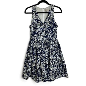 ELLE SASSON Sleeveless Cotton Party Cocktail Dress A-line Abstract Blue Size 6 - Picture 1 of 9