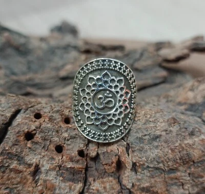 925 Sterling Silver Silver OM DESIGN Rare Handwork Ring Jewelry US S 8 R-758 - Image 1 of 4