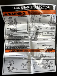 Camión Ford F150 2004 cambio de neumáticos, uso del gato/instrucciones de estiba OEM original - Imagen 1 de 2