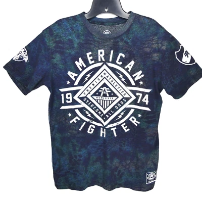 NUEVA Camisa de Lucha MMA Hebilla American Fighter Para Hombre Azul Verde M Manga Corta Foto 1 de 4
