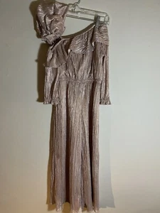 Rachel Zoe Janie & Jack Gold Metallic Lined Size 7 Jumper w/cold Shoulder & hat - Picture 1 of 10