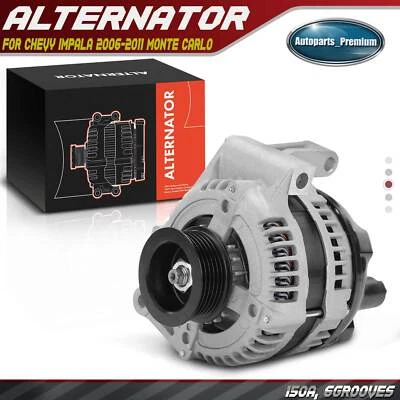 Alternator for Chevrolet Impala 2006 2009-2011 Monte Carlo 12V 150A CW 6-Groove - Image 1 of 4