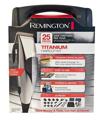 Remington 25pc Professional Titanium Haircut Kit Clippers Trimmer, Barber Beard - Image 1 of 4