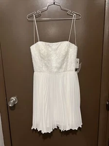 Women’s Size 10 Aqua Dresses Whote Pleated w/ Sequin Bodice Formal Dress - Picture 1 of 4