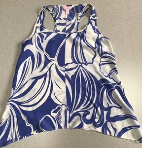 Lilly Pulitzer Malie Silk Tank in Windsurfer Blue White Size XS *READ* - Picture 1 of 8